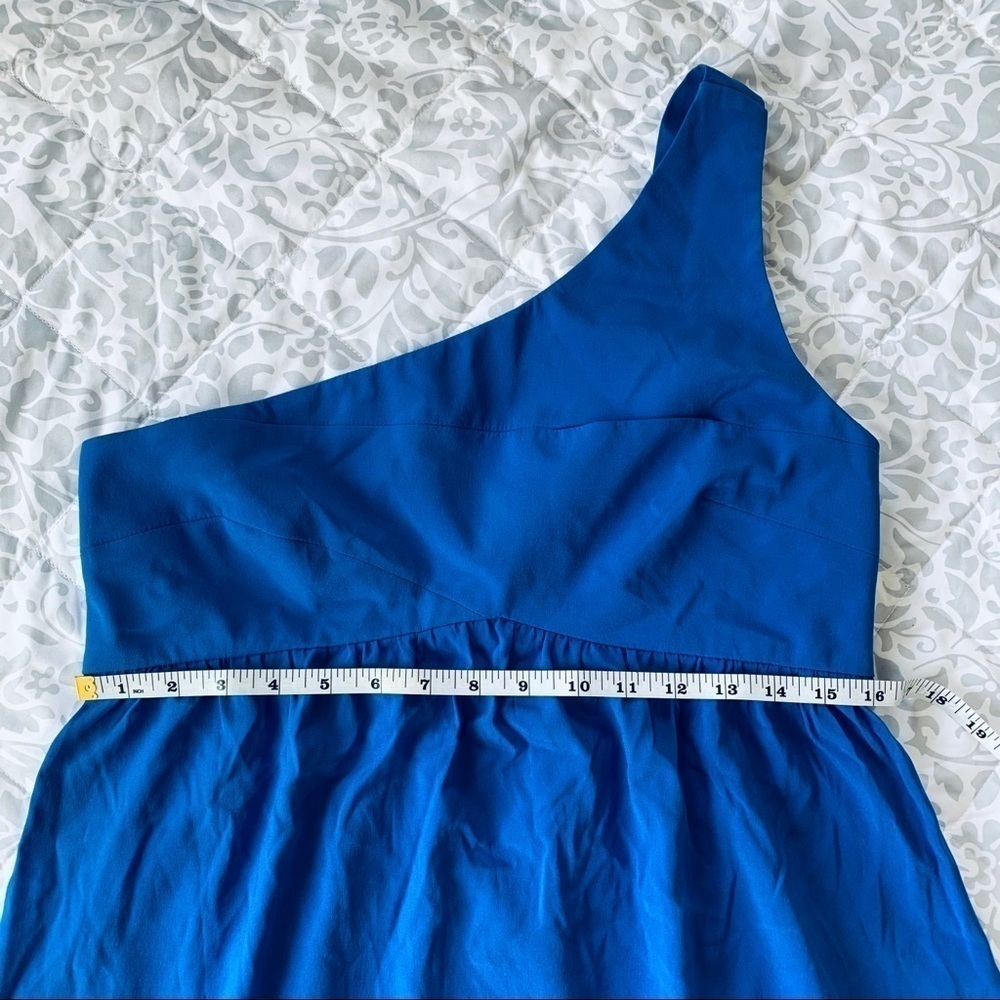 Nicole Miller Blue Silk Top One Shoulder NWOT - Picture 6 of 9